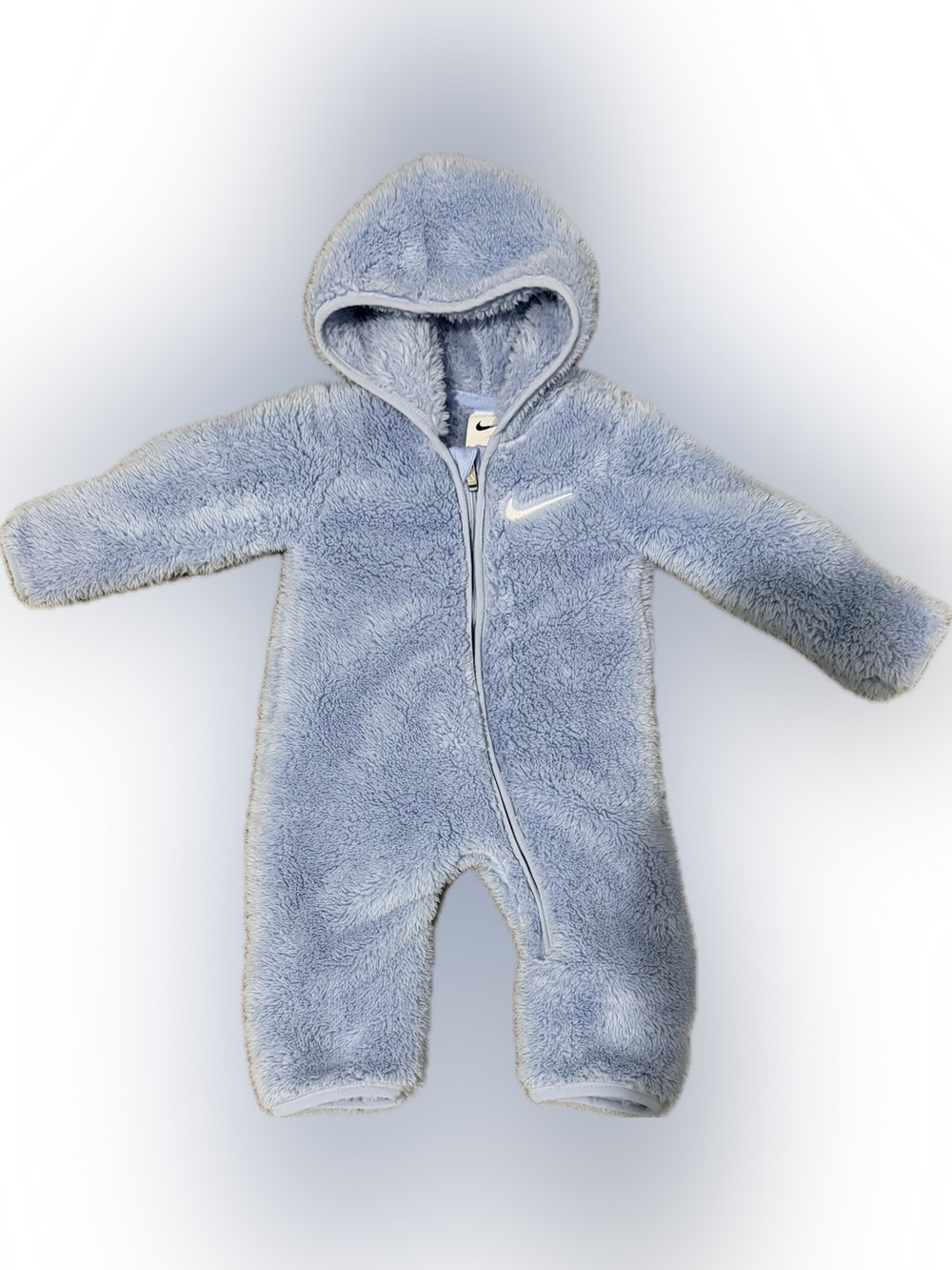 Nike Light Blue Fleece Hooded Baby One-Piece